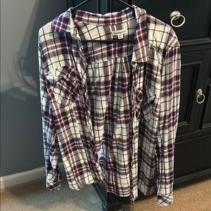 Croft & Barrow Plaid Button-Up Shirt in Purple and White
